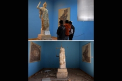 Statue of Athena before and after ISIS destruction