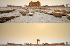 Another view of the Temple of Bel before and after ISIS destruction