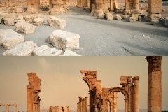 Triumphal Arch before and after ISIS destruction