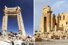 Third view of the Temple of Bel before and after ISIS destruction